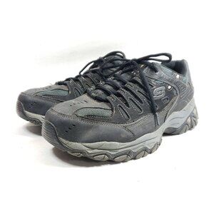 Skechers Mens 13 Wide Trail Hiking Shoes Gray Black Leather